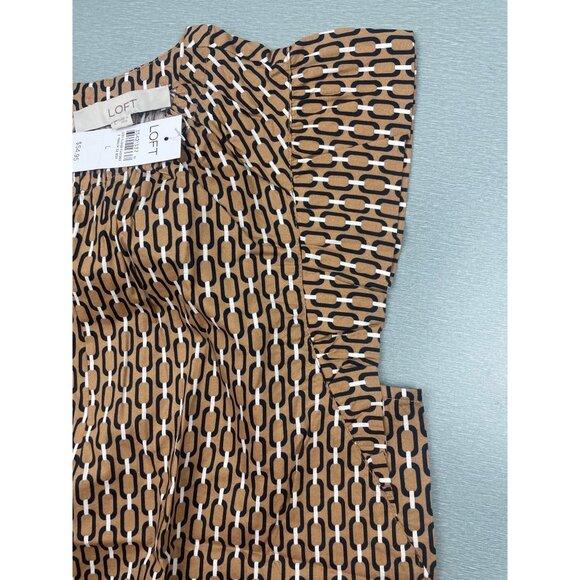 LOFT WOMEN GEO FLUTTER SLEEVE TOP LARGE - Picture 7 of 16